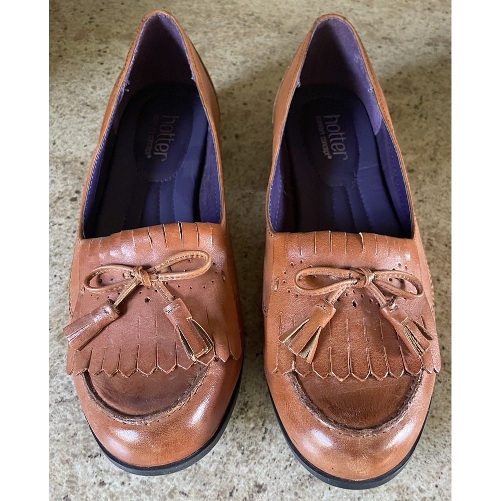 Hotter Comfort Concept Tassel Shoes Loafers Brown Leather Women's Size 7